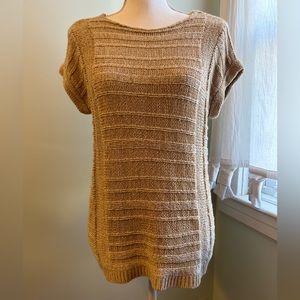 Cupio Tan Knit Short-Sleeve Sweater